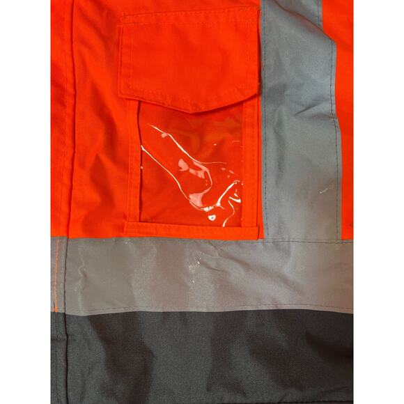 Men's ANSI Class 3 High Visibility Reflective Safety Jacket Orange/Black Size XL - Picture 2 of 16